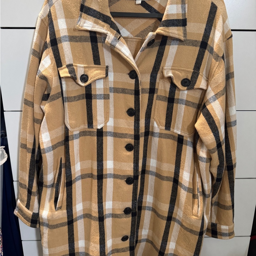 Lucky Brand Tan and Black Utility Jacket with Relaxed Fit